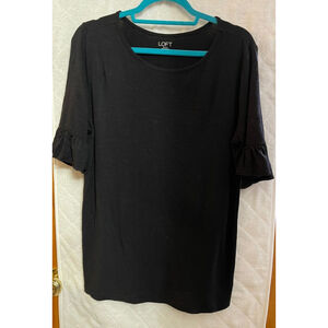 Black flutter sleeve knit top by Loft. Sz L.